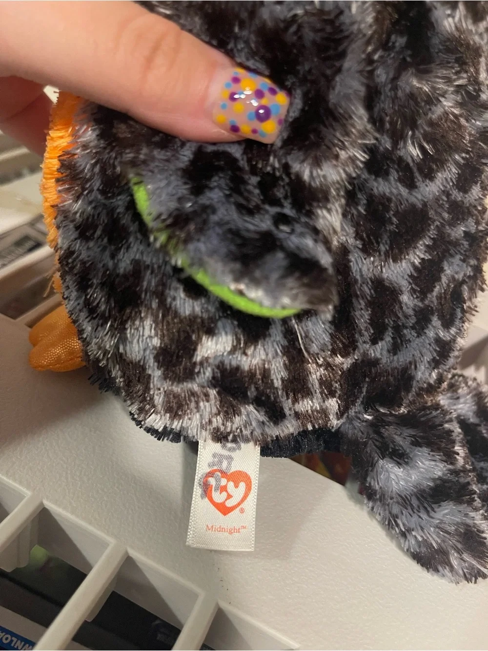 TY Beanie Boos -Midnight the Halloween Owl Green Glitter Eyes 9